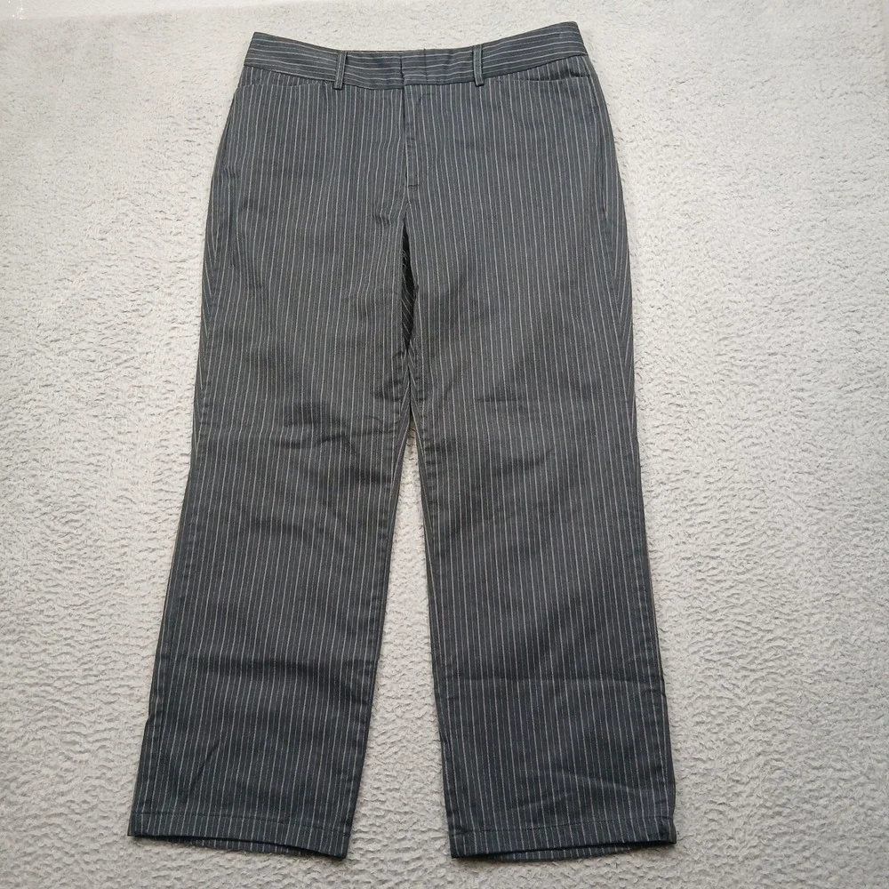 Dockers Women's Dress Pants Gray Pinstripe Flat Front Mid Rise Slacks‎ 16x31